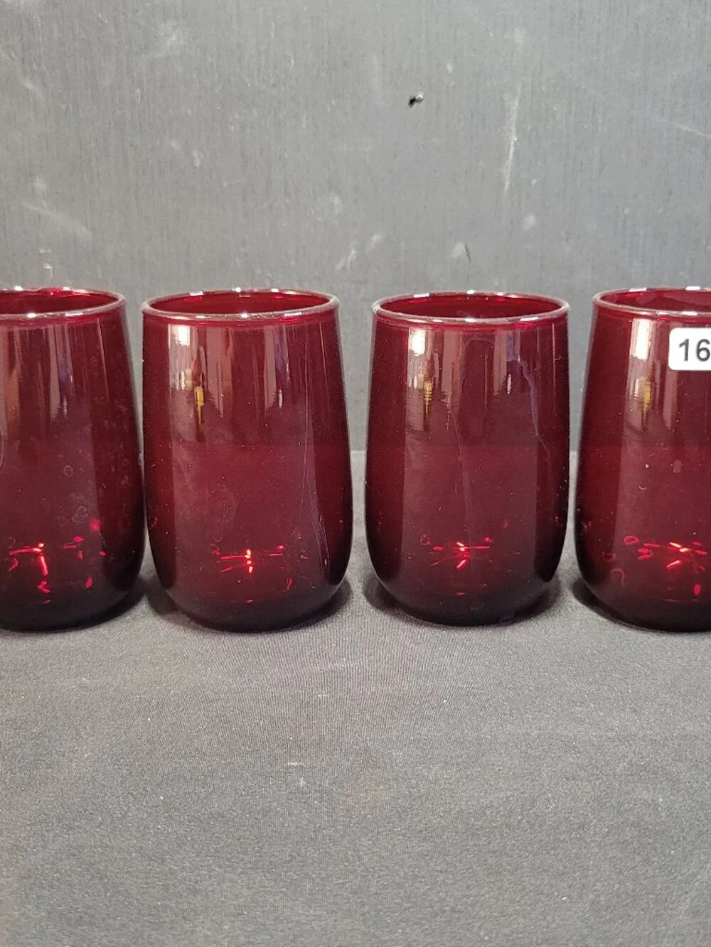 Vintage RUBY RED GLASS JUICE GLASSES 4 oz. set of 4